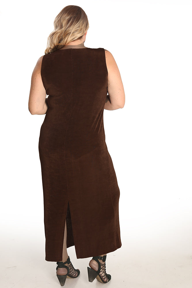 Dresses Vikki Vi Classic Bronze Jewel Neckline Maxi Dress