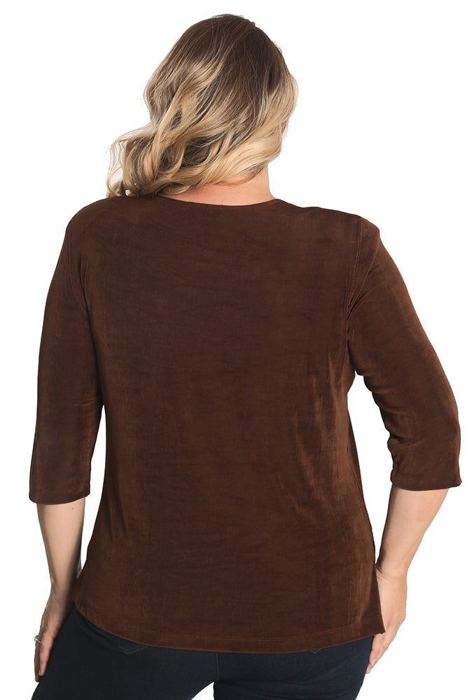 Tops Vikki Vi Classic Bronze 3/4 Sleeve Top