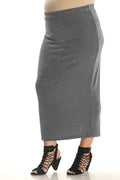 Vikki Vi Classic Cool Gray Straight Maxi Skirt