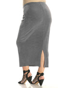 Vikki Vi Classic Cool Gray Straight Maxi Skirt