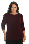 Vikki Vi Classic Merlot 3/4 Sleeve Top