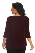 Vikki Vi Classic Merlot 3/4 Sleeve Top