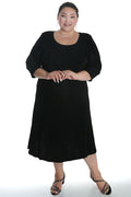 Vikki Vi Classic Black 3/4 Sleeve A-Line Dress