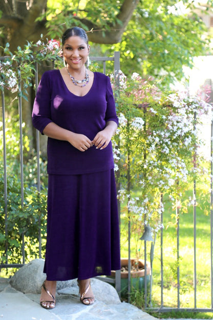Skirts Vikki Vi Classic Black Plum A-Line Maxi Skirt