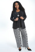 Vikki Vi Brushed Jersey Black And White Wallpaper Petite Pull-On Pant