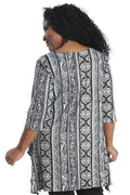 Vikki Vi Brushed Jersey Black And White Wallpaper Handkerchief Tunic