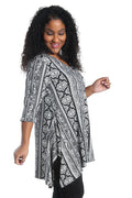 Vikki Vi Brushed Jersey Black And White Wallpaper Handkerchief Tunic