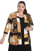 Vikki Vi Jersey Ivory Frame 3/4 Sleeve Kimono Jacket