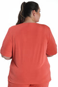 Vikki Vi Silky Classic Coral Short Sleeve Tunic