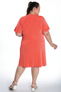 Vikki Vi Silky Classic Coral T-Shirt Style Dress