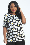 Vikki Vi Brushed Jersey Daisy Short Sleeve Tunic