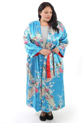 Dresses La Cera Blue Peacock Satin Robe