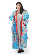 Dresses La Cera Blue Peacock Satin Robe