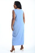 Vikki Vi Silky Classic Dusty Blue Maxi Tank Dress