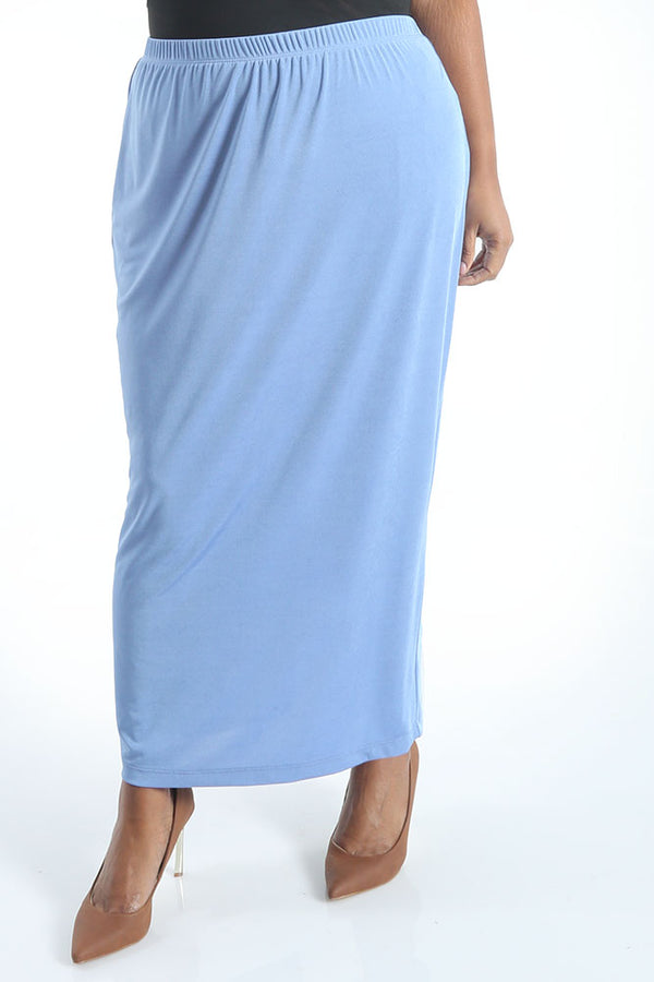 Vikki Vi Silky Classic Dusty Blue Straight Maxi Skirt