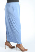 Vikki Vi Silky Classic Dusty Blue Straight Maxi Skirt