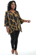 Vikki Vi Jersey Black Chain Shark Bite Tunic