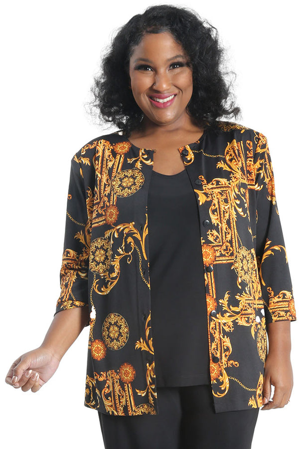 Vikki Vi Jersey Black Frame Cardigan