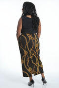 Vikki Vi Jersey Black Chain Straight Maxi Skirt