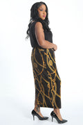 Vikki Vi Jersey Black Chain Straight Maxi Skirt