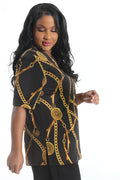 Vikki Vi Jersey Black Chain Short Sleeve Tunic