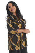 Vikki Vi Jersey Black Chain 3/4 Sleeve Kimono Jacket