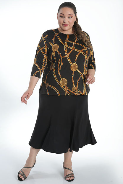 Skirts Vikki Vi Jersey Black Midi Length Trumpet Skirt