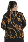 Vikki Vi Jersey Black Chain 3/4 Sleeve Top
