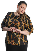 Vikki Vi Jersey Black Chain 3/4 Sleeve Top