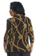 Vikki Vi Jersey Black Chain Notch Collar Jacket