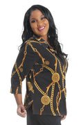 Vikki Vi Jersey Black Chain Notch Collar Jacket