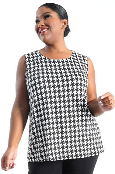 Vikki Vi Brushed Jersey Houndstooth Tank