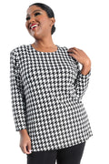 Vikki Vi Brushed Jersey Houndstooth Long Sleeve Tunic