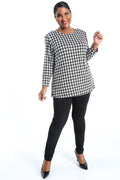 Vikki Vi Brushed Jersey Houndstooth Long Sleeve Tunic