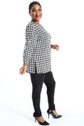 Vikki Vi Brushed Jersey Houndstooth Long Sleeve Tunic