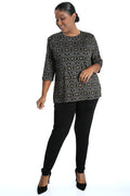 Vikki Vi Jersey Gold Ikat 3/4 Sleeve Top