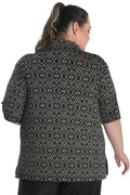 Vikki Vi Jersey Gold Ikat Camp Shirt