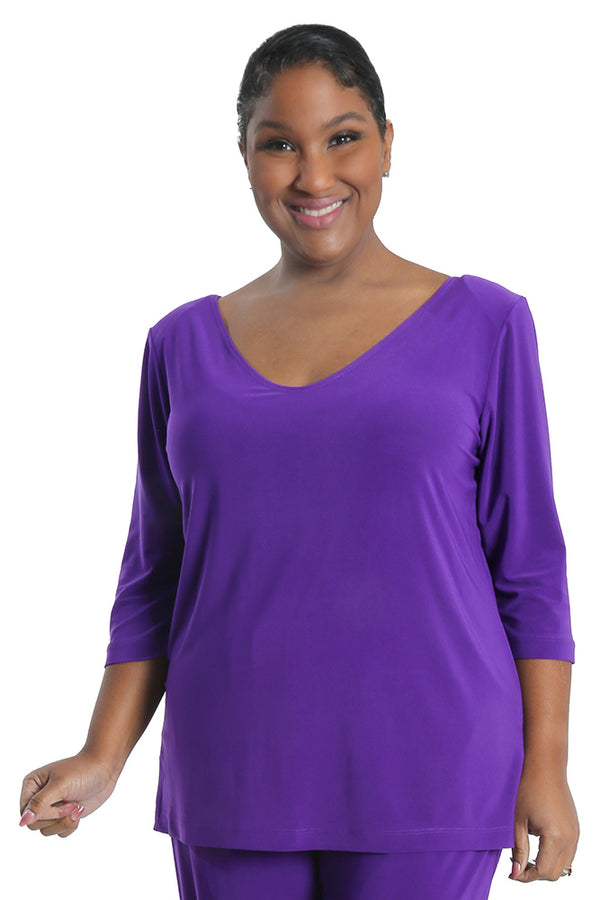 Vikki Vi Jersey Iris Deep Scoop Neck Top