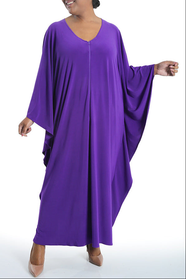 Dresses Vikki Vi Jersey Iris Purple Zip Front Caftan