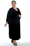 Vikki Vi Jersey Black Zip Front Caftan