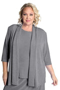 Jackets Vikki Vi Classic Cool Gray 3/4 Sleeve Kimono Jacket