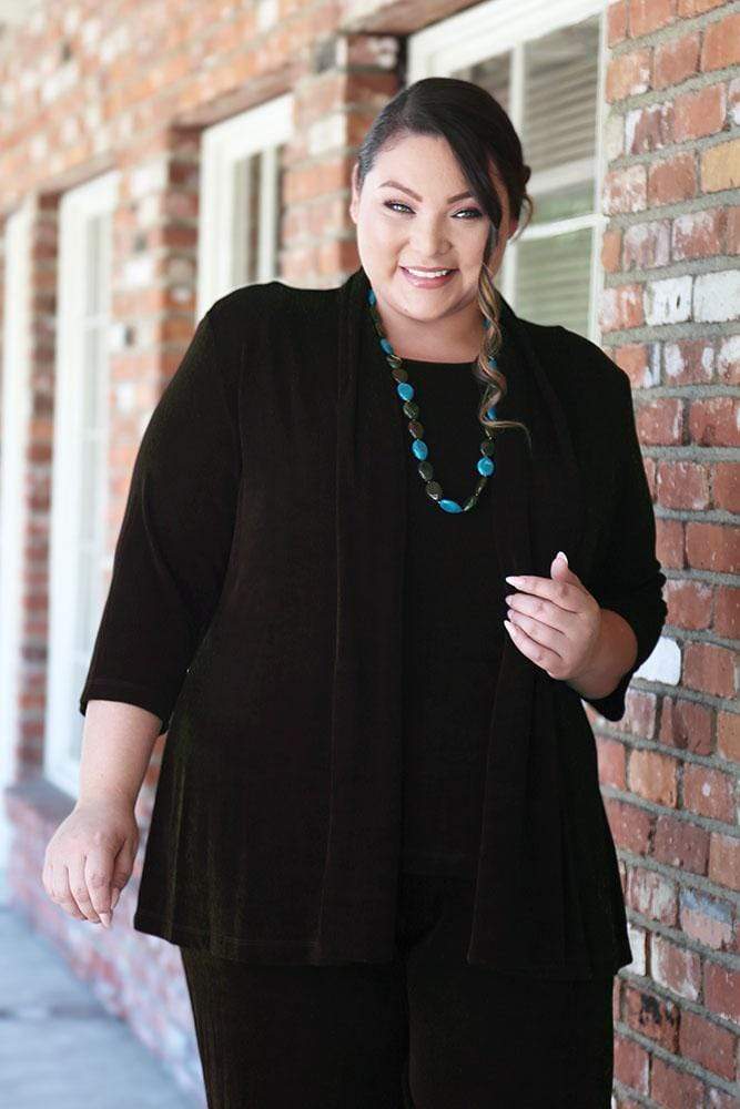 Jackets Vikki Vi Classic Chocolate 3/4 Sleeve Kimono Jacket