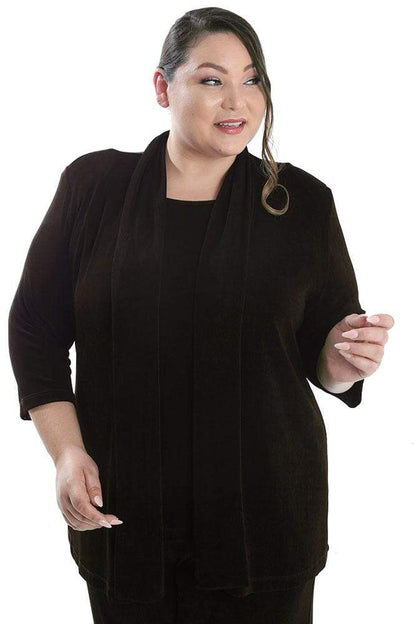 Jackets Vikki Vi Classic Chocolate 3/4 Sleeve Kimono Jacket
