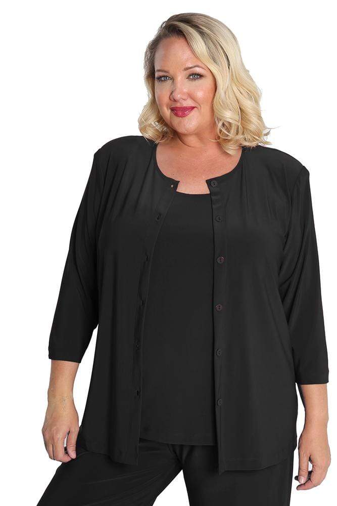 Jackets Vikki Vi Jersey Black 3/4 Sleeve Cardigan