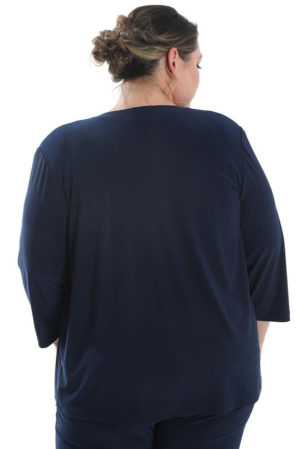 Jackets Vikki Vi Jersey Navy 3/4 Sleeve Cardigan