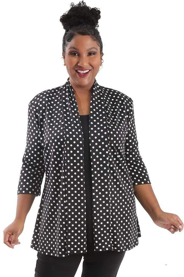 Jackets Vikki Vi Jersey Polka Dot 3/4 Sleeve Kimono Jacket