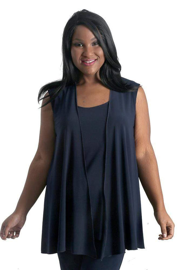 Jackets Vikki Vi Navy Jersey Swing Vest