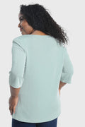 Vikki Vi Classic Mint V-Neck 3/4 Sleeve Tunic