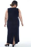 Vikki Vi Classic Navy Jewel Neckline Maxi Dress