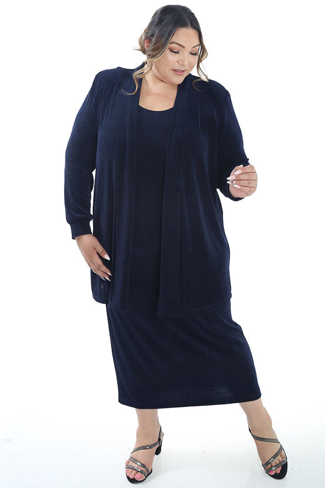 Jackets Vikki Vi Classic Navy Long Kimono Jacket